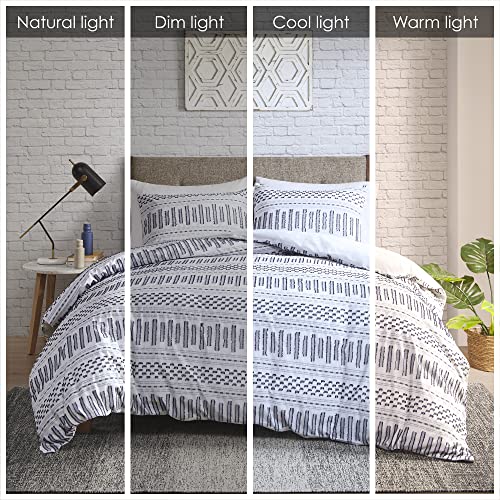 INK+IVY Rhea Luxurious Cotton Bedding Set - Mid Century Trendy Geometric Design, All Season Cozy Cover With Matching Shams, Off White/Navy Comforter Set, King/Cal King 3 Piece