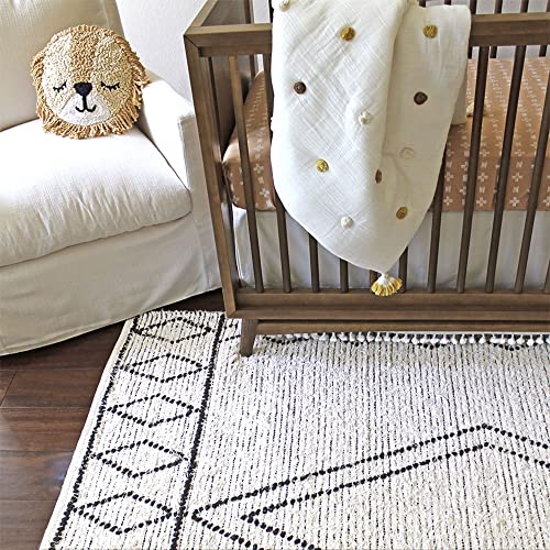 Crane Baby Nursery Décor, Wool Floor Rug for Boys and Girls, Boho Style, 5&