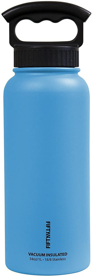 FIFTY/FIFTY 34oz Wide-Mouth Vacuum-Insulated Bottle - Crater Blue