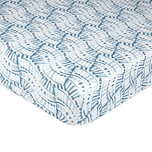 Crane Baby Soft Cotton Crib Mattress Sheet, Fitted Crib Sheet for Boys and Girls, Indigo Blue, 28”w x 52”h x 9”d, Multicolor, Small Single
