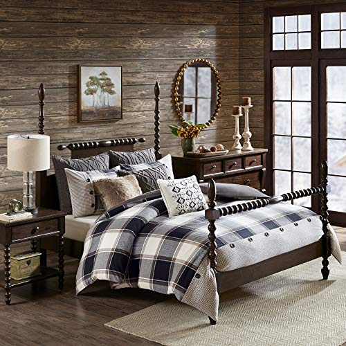 Madison Park Signature Cozy Comforter Set - Rustic Lodge Style Combo Filled Insert, Removable Duvet Cover. Matching Shams, Decorative Pillows, Urban Cabin, Plaid Brown Queen(92"x96") 8 Piece