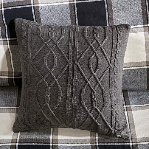 Madison Park Signature Cozy Comforter Set - Rustic Lodge Style Combo Filled Insert, Removable Duvet Cover. Matching Shams, Decorative Pillows, Urban Cabin, Plaid Brown King(110"x96") 8 Piece