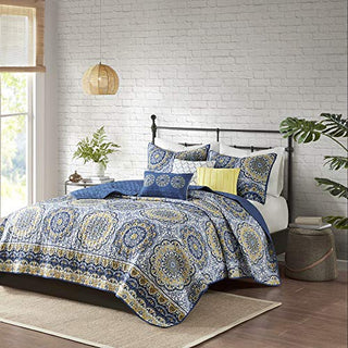 Madison Park Quilt Classic Damask Medallion Design All Season, Breathable Coverlet Bedspread, Lightweight Bedding Set