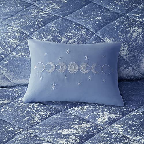 Intelligent Design Felicia Duvet Set Velvet Double Sided Diamond Quilting, Modern Glam, All Season Comforter Cover Bedding Set with Matching Sham,Decorative Pillow, Twin/Twin XL(68"x90") Blue 3 Piece