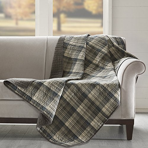 Woolrich Luxury Quilted Throw - Cabin Lifestyle, Patchwork with Moose Design All Season, Lightweight and Breathable Cozy Bedding Layer Throws for Couch Sofa, 50" W x 70" L, Tasha Taupe