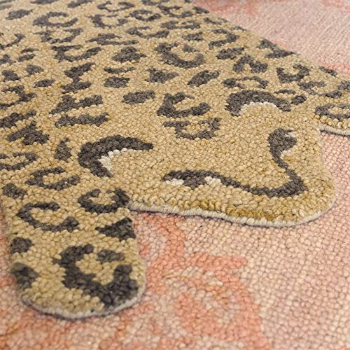 Crane Baby Safari Nursery Décor, Wool Floor Rug for Boys and Girls, Leopard Shape, 23" x 36"