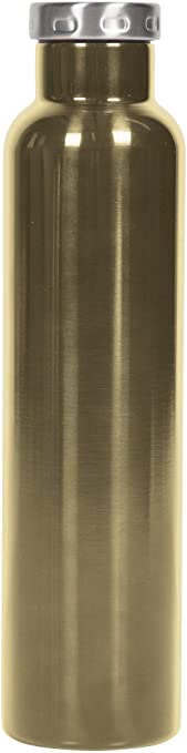 Fifty/Fifty Wine Growler Water Bottle, Narrow Mouth, Seven Fifty, 750ml/25 oz, Champagne Gold