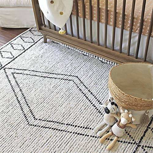 Crane Baby Nursery Décor, Wool Floor Rug for Boys and Girls, Boho Style, 5&