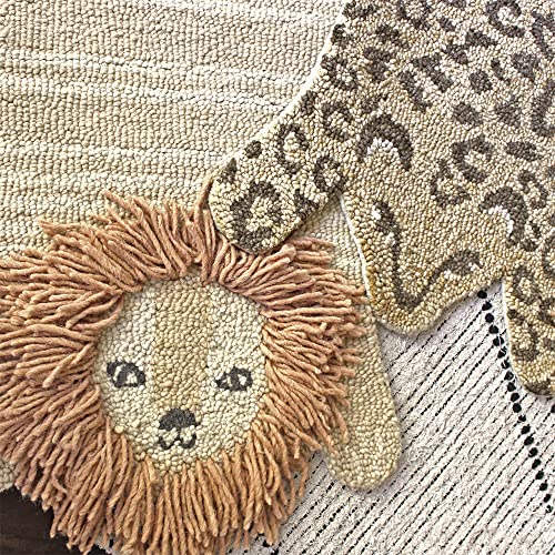 Crane Baby Safari Nursery Décor, Wool Floor Rug for Boys and Girls, Lion Shape, 23" x 36"