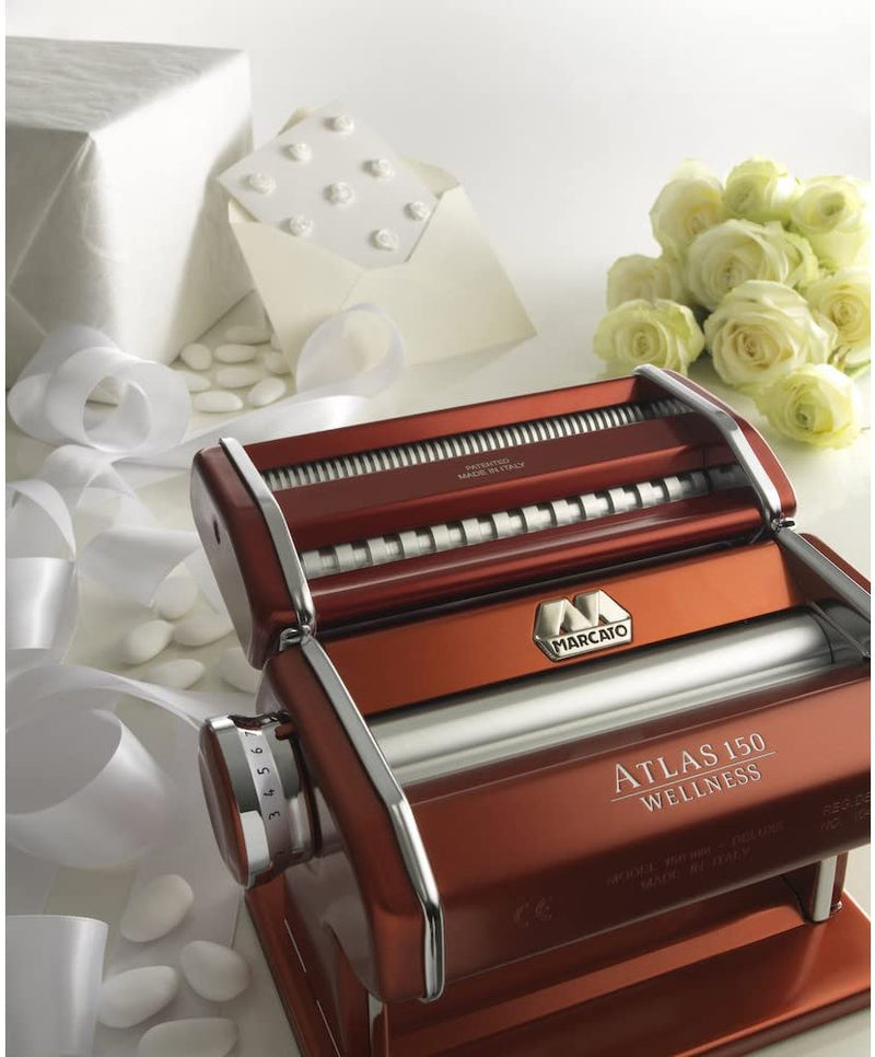Marcato Atlas Made in Italy Pasta Machine, Made in Italy, Light Blue, Includes Pasta Cutter, Hand Crank, and Instructions