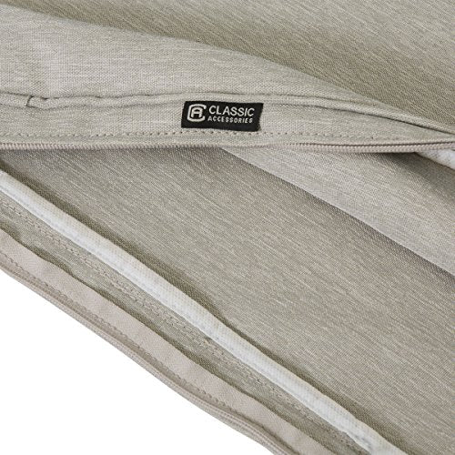 Classic Accessories Montlake FadeSafe Water-Resistant 19 x 20 x 4 Inch Outdoor Back Cushion Slip Cover, Patio Furniture Cushion Cover, Heather Grey, Patio Furniture Cushion Covers