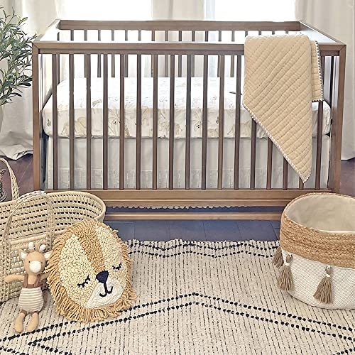 Crane Baby Soft Cotton Crib Mattress Sheet, Fitted Crib Sheet for Boys and Girls, Safari Animal, 28”w x 52”h x 9”d, Multicolor, Small Single