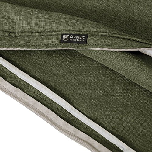 Classic Accessories Montlake FadeSafe Water-Resistant 15 x 2 Inch Round Outdoor Chair Seat Cushion Slip Cover, Patio Furniture Cushion Cover, Heather Fern Green, Patio Furniture Cushion Covers