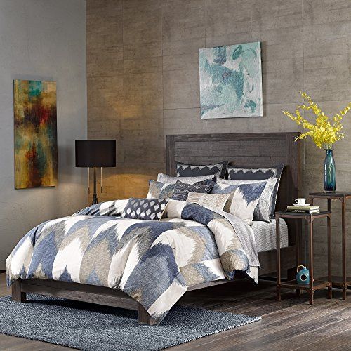 Alpine Cotton Comforter Set - Modern Cabin Lodge Chevron Design, All Season Down Alternative Cozy Bedding with Matching Shams, Navy King/Cal King(104"x92") 3 Piece