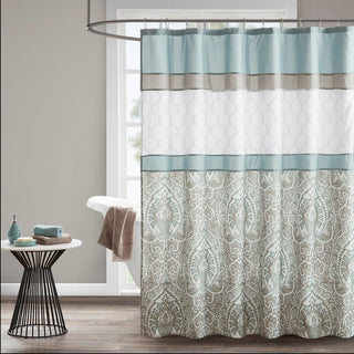 510 Design Seafoam Microfiber Embroidery Printed Shower Curtain 72"W x 72"L