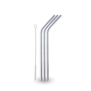 RE-USABLE STAINLESS STEEL DRINKING STRAW SET WITH BRISTLE CLEANING BRUSH