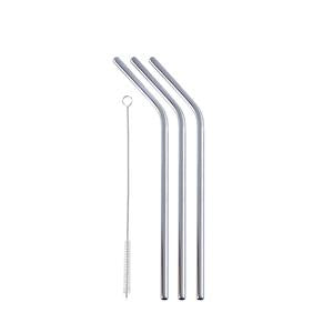 RE-USABLE STAINLESS STEEL DRINKING STRAW SET WITH BRISTLE CLEANING BRUSH