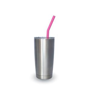 RE-USABLE SILICONE DRINKING STRAW SET WITH BRISTLE CLEANING BRUSH