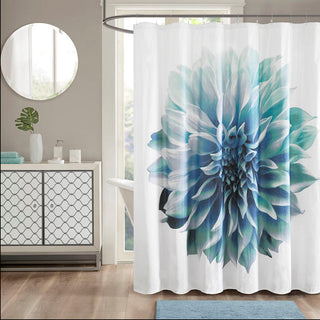 Madison Park Aqua 100% Cotton Printed Shower Curtain 72"W x 72"L