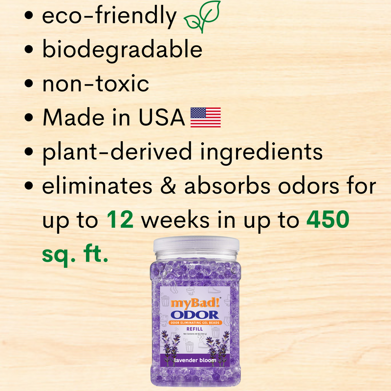 my Bad! Odor Eliminator Gel Beads 48 oz Refill - Lavender Bloom, Air Freshener - Eliminates Odors in Bathroom, Pet Area, Closets