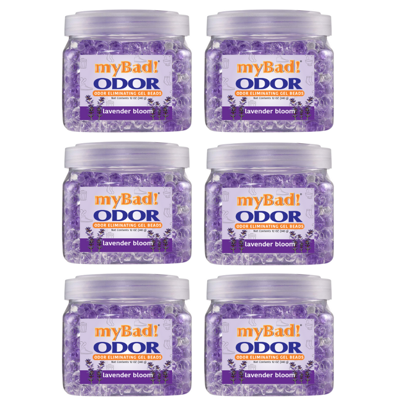 my Bad! Odor Eliminator Gel Beads 12 oz - Lavender Bloom (6 PACK) Air Freshener - Eliminates Odors in Bathroom, Pet Area, Closets