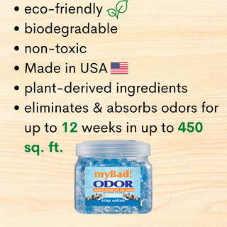 my Bad! Odor Eliminator Gel Beads 12 oz - Crisp Cotton, Air Freshener - Eliminates Odors in Bathroom, Pet Area, Closets