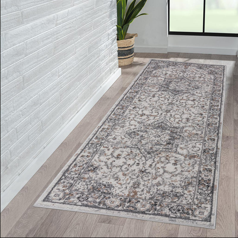 Home Outfitters Grey Medallion Woven Area Rug 3x8&
