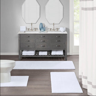 Madison Park Signature White 100% Polyester Marshmallow Bath Rug 20x30", Absorbent Bathroom Floor Mat, Luxury
