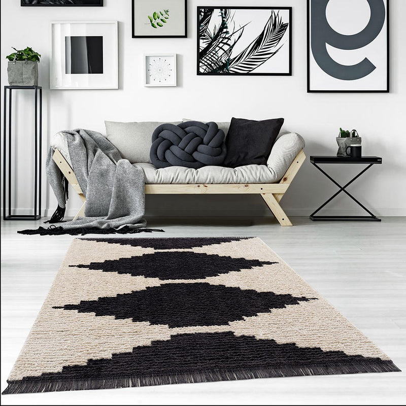 Home Outfitters Black/Ivory Allure Black and Ivory Modern Area Rug 6x9&