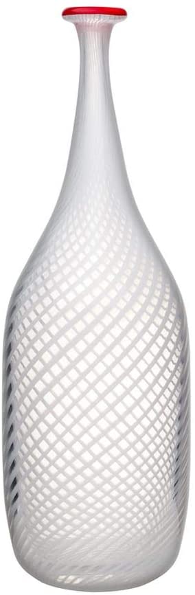 Kosta Boda Red Rim Bottle (white)