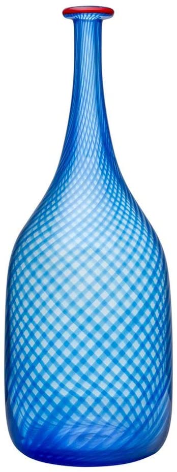 Kosta Boda Red Rim Bottle (blue)