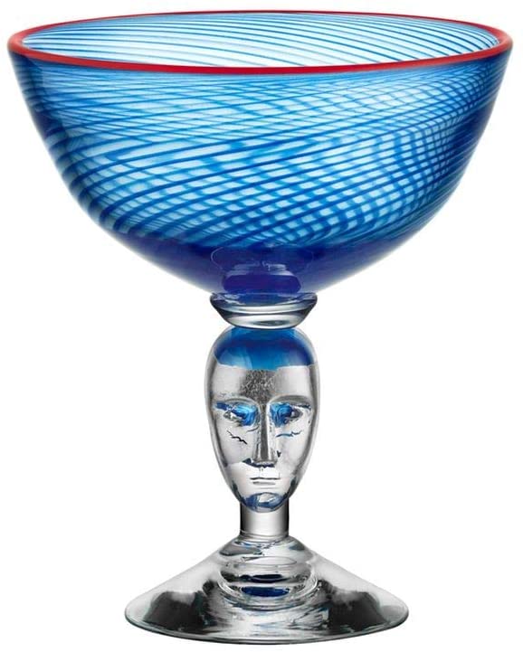 Kosta Boda Red Rim Brains Footed Bowl (blue)