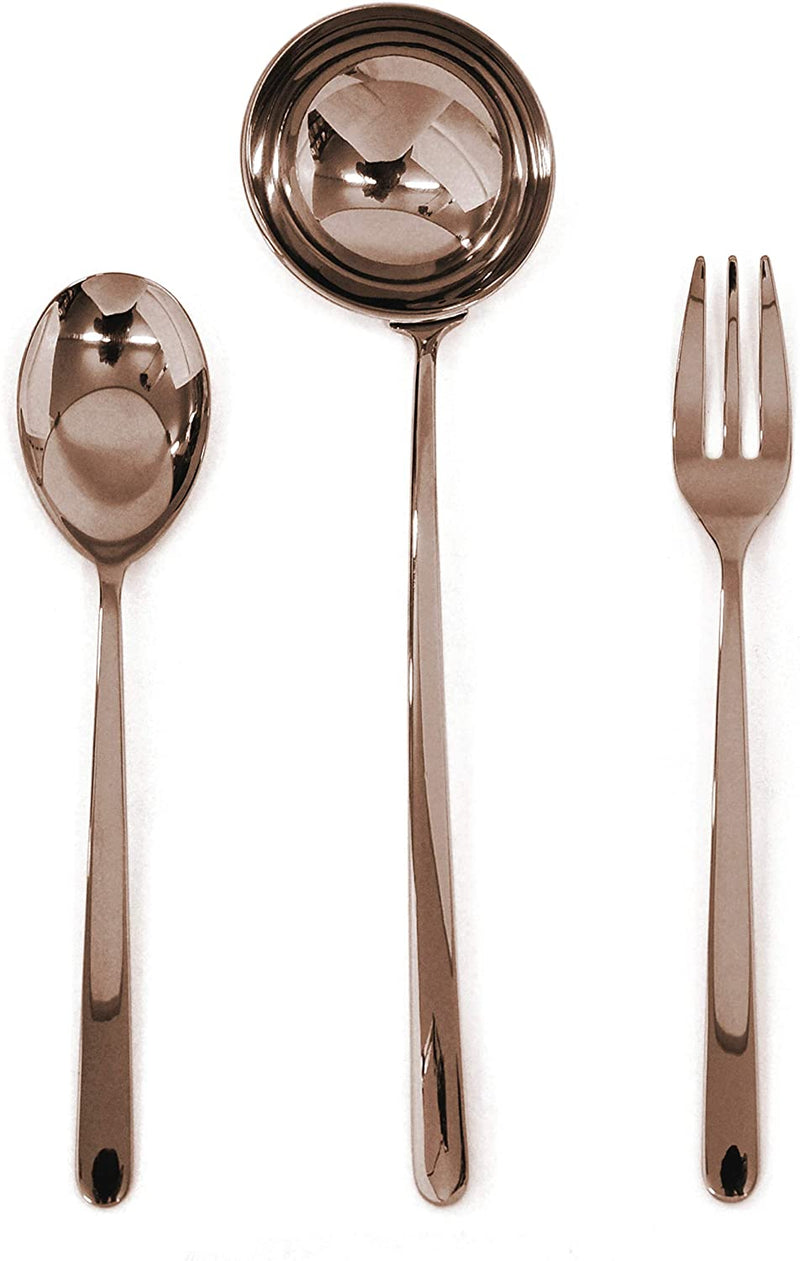 3 Pcs Serving Set (Fork Spoon and Ladle) LINEA BRONZO