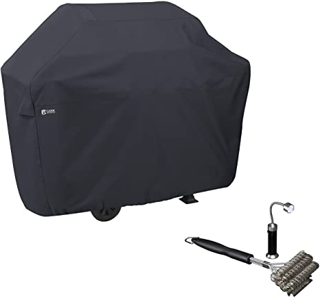 Classic Accessories Water-Resistant 64 Inch BBQ Grill Cover with Coiled Grill Brush & Magnetic LED Light