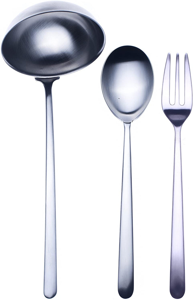 3 Pcs Serving Set (Fork Spoon and Ladle) LINEA ICE