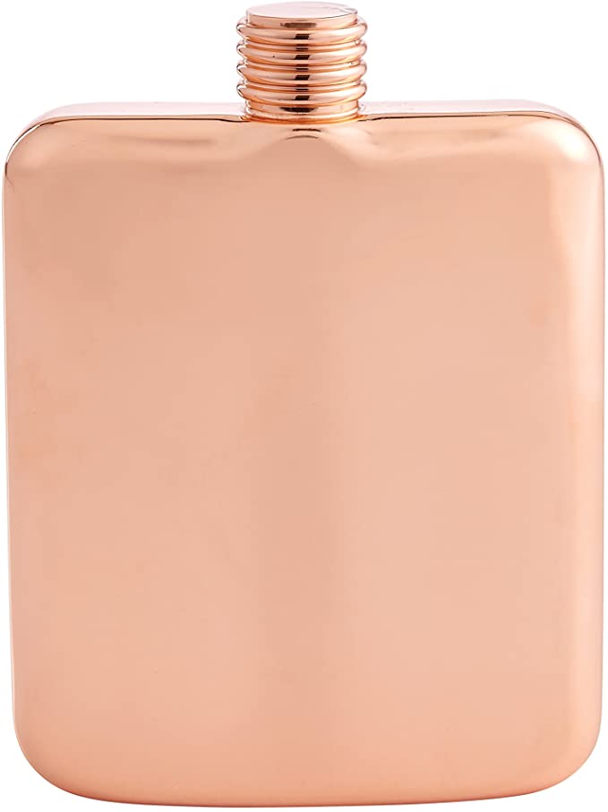 HIC Harold Import Co. 48031, 18/8 Stainless Steel, Copper-Plated Hip Flask, 6-Ounce