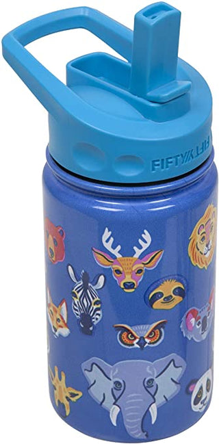 FIFTY/FIFTY 12oz Kids Bottle with Straw Cap - Animal Print Bottle W/Straw Cap