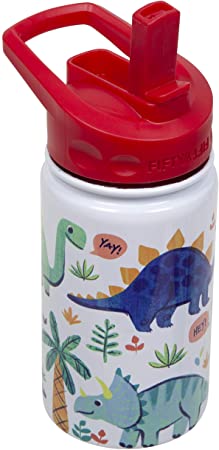 FIFTY/FIFTY 12oz Kids Bottle with Straw Cap - Dino Print Bottle W/Straw Cap