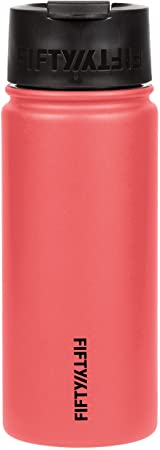 FIFTY/FIFTY Café Water Bottle - 12oz - Coral Bottle-Flip Cap