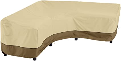 Classic Accessories 56-300-021501-EC Veranda Water-Resistant 70 Inch Patio V-Shaped Sectional Lounge Set Cover, Pebble-Earth-Bark, Small