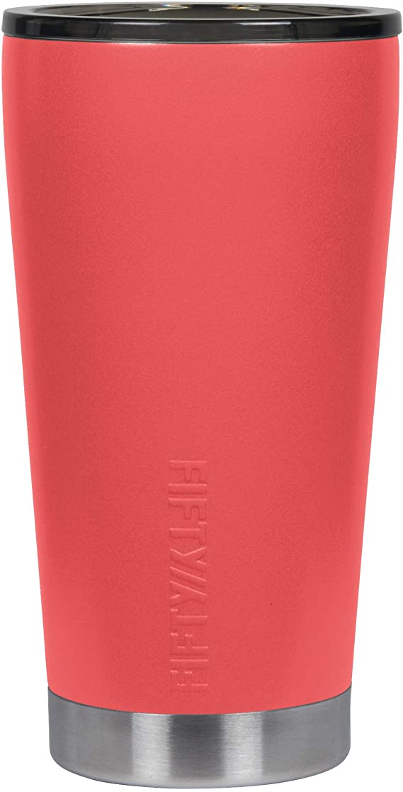 FIFTY/FIFTY 16oz - Coral Tumbler with Smoke Cap