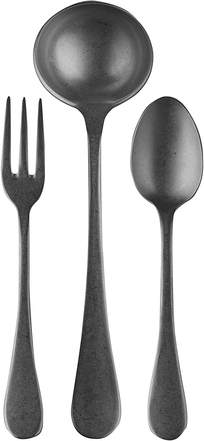 3 Pcs Serving Set (Fork Spoon and Ladle) VINTAGE ORO NERO