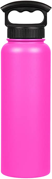 FIFTY/FIFTY Fifty/Fifty 40oz Sport Double Wall Vacuum Insulated Water Bottle Stainless Steel 3 Finger Outdoor recreation product, Lipstick Pink