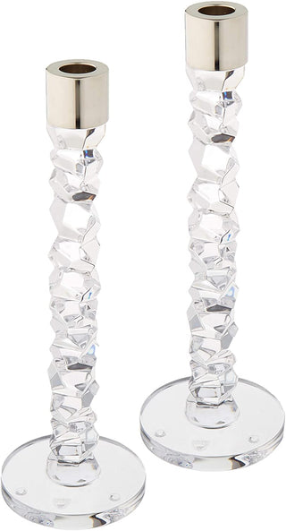 Orrefors Carat Candlestick Silver Large, Set of 2