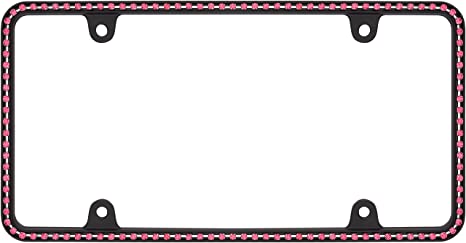 Cruiser Accessories 18156 Diamondesque License Plate Frame, Matte Black/Pink