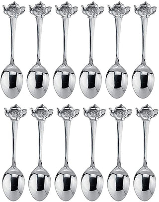 HIC Harold Import Co. Stainless Steel, Demi Spoon Set, Teapot Design, Set of 12