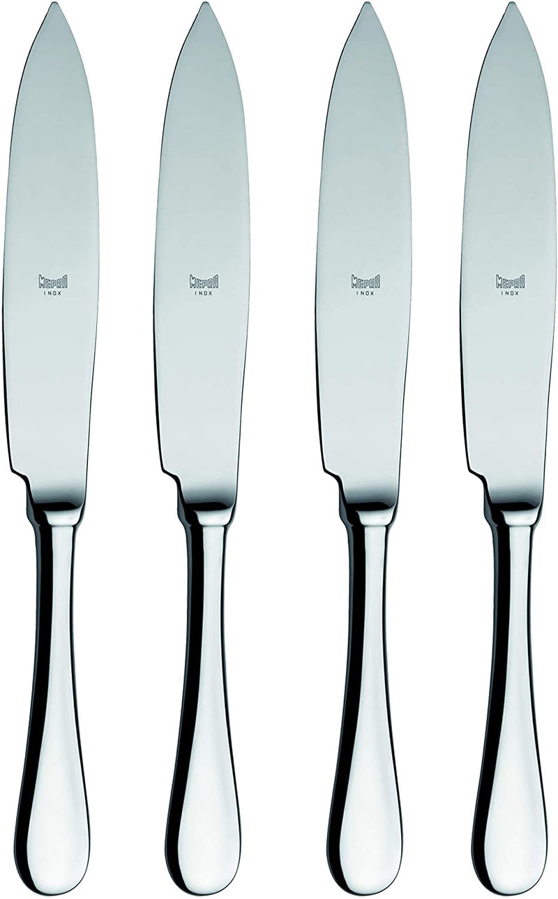 Mepra Set of 4 4-Piece Stainless Steel American Steak Knife Set Silver