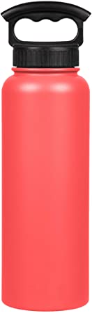 FIFTY/FIFTY Fifty/Fifty 40oz Sport Double Wall Vacuum Insulated Water Bottle Stainless Steel 3 Finger Outdoor recreation product, Coral