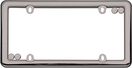 Cruiser Accessories 20680 Nouveau License Plate Frame, Black Chrome w/ Fastener Caps