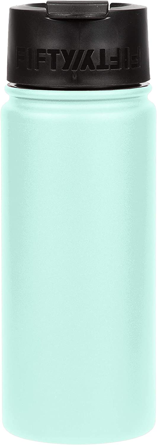 Fifty/Fifty, Double Wall Vacuum Insulated Café Water Bottle, 12oz - Cool Mint Bottle-Flip Cap